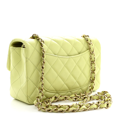 Chanel Lambskin Quilted Mini Rectangular Flap Light Green 3 of 12