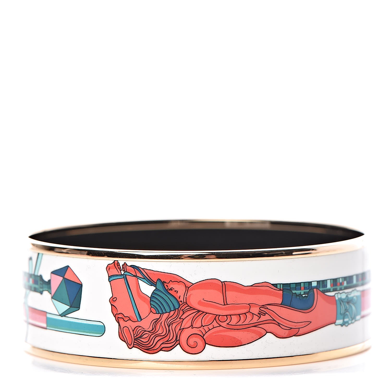 Hermes Enamel Printed Wide Les Cannes Bracelet 70 Baroque 1 of 6
