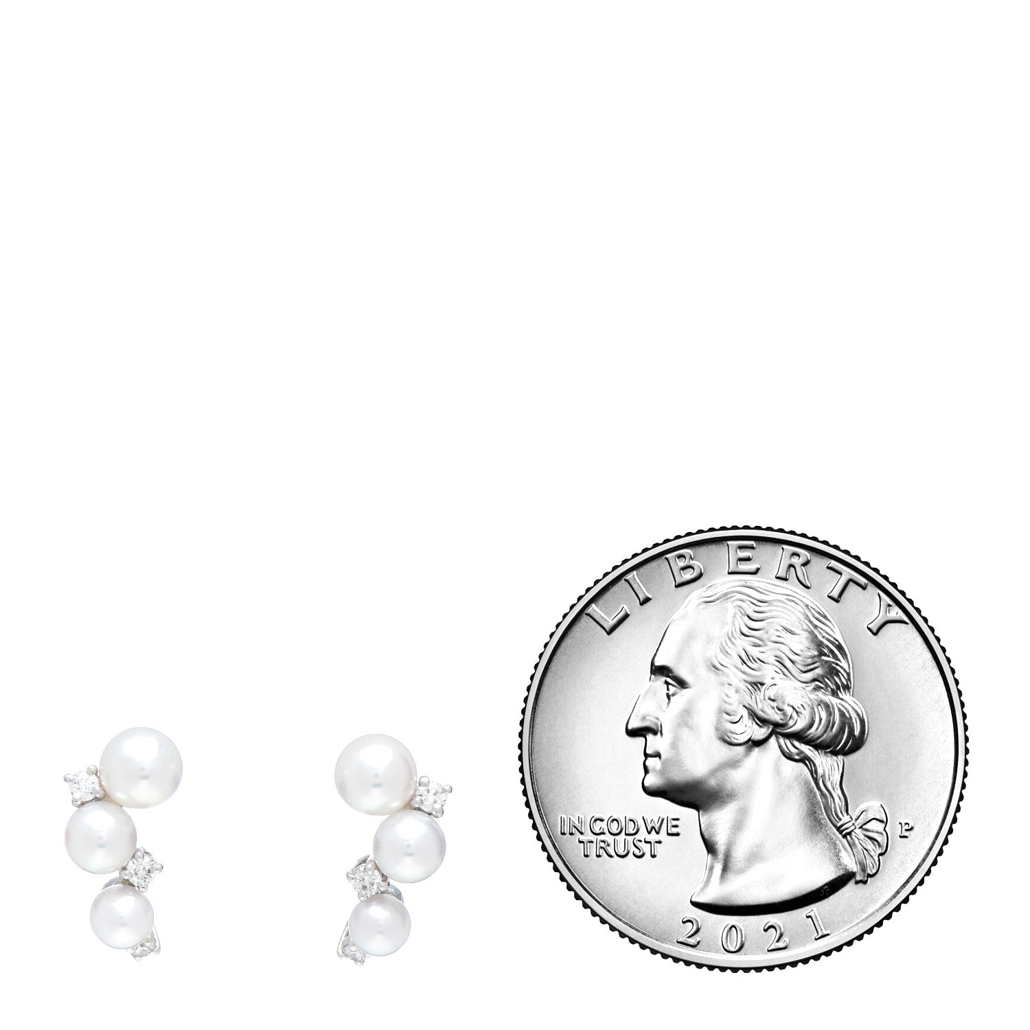 Mikimoto 18K White Gold Diamond Akoya Pearl Cluster Earrings 2 of 5