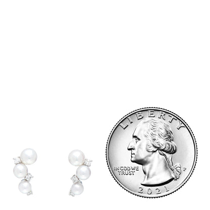 Mikimoto 18K White Gold Diamond Akoya Pearl Cluster Earrings 2 of 5