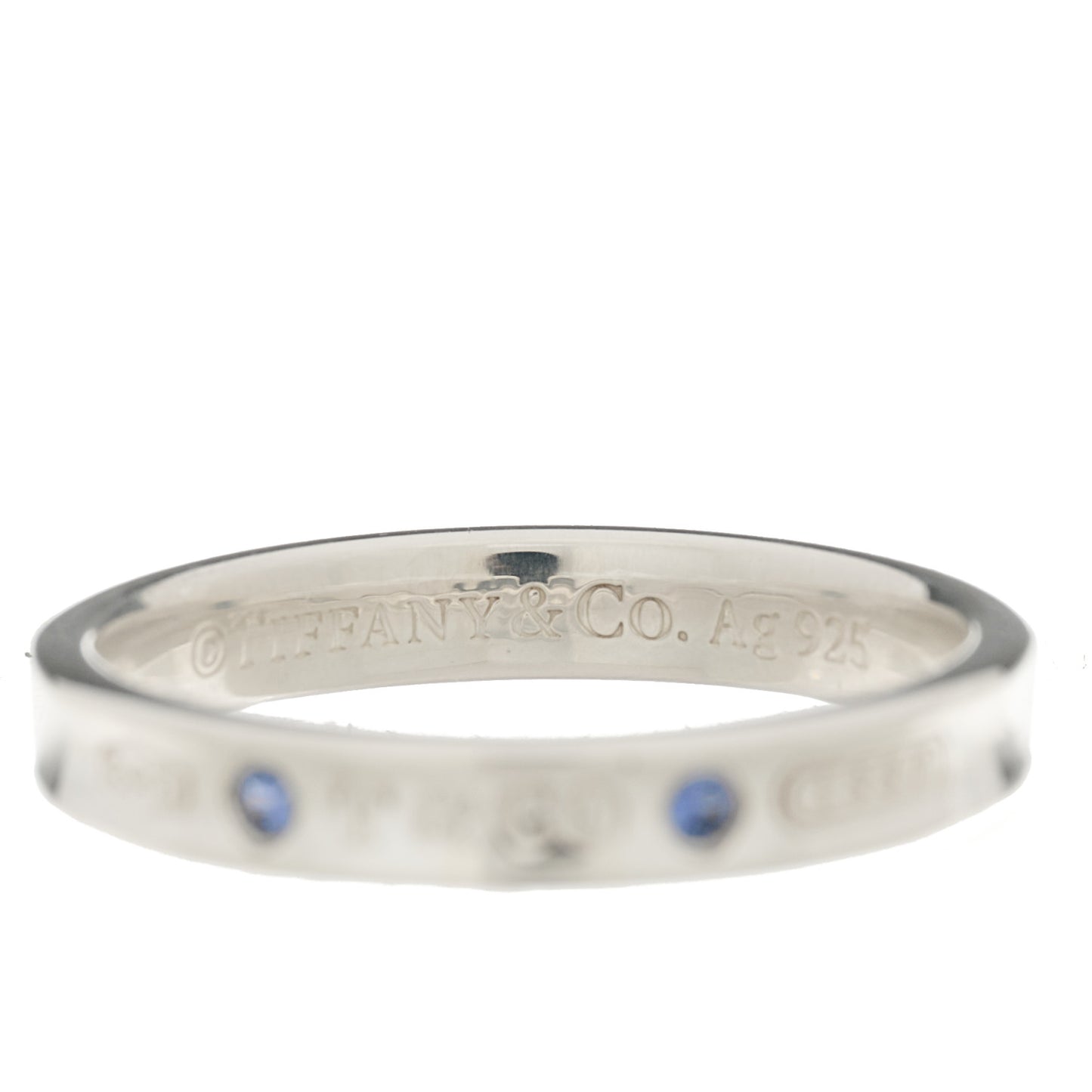 Sterling Silver Blue Sapphire Narrow 1837 Band Ring 67 12
