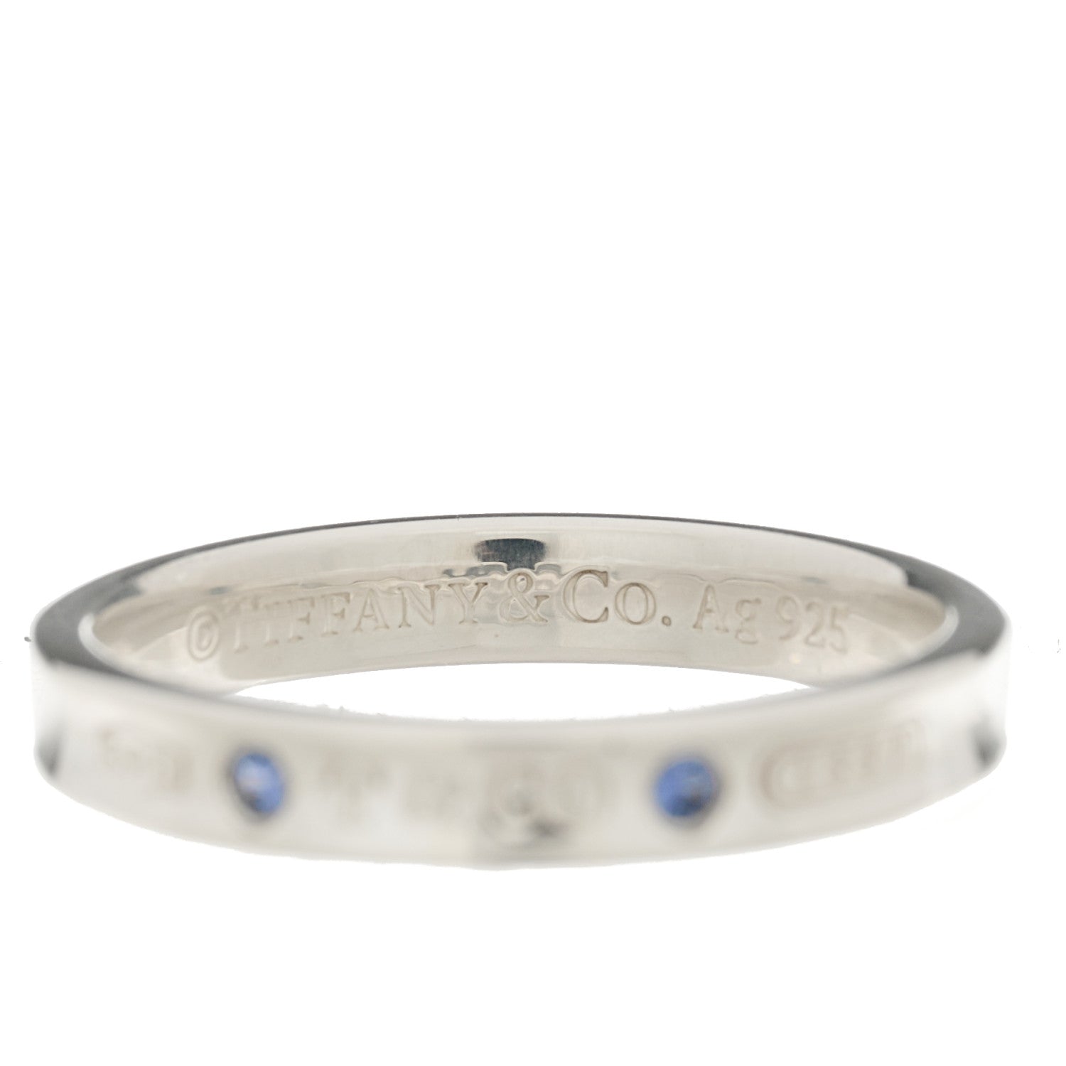 Tiffany Sterling Silver Blue Sapphire Narrow 1837 Band Ring 67 12 4 of 4