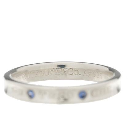 Tiffany Sterling Silver Blue Sapphire Narrow 1837 Band Ring 67 12 4 of 4