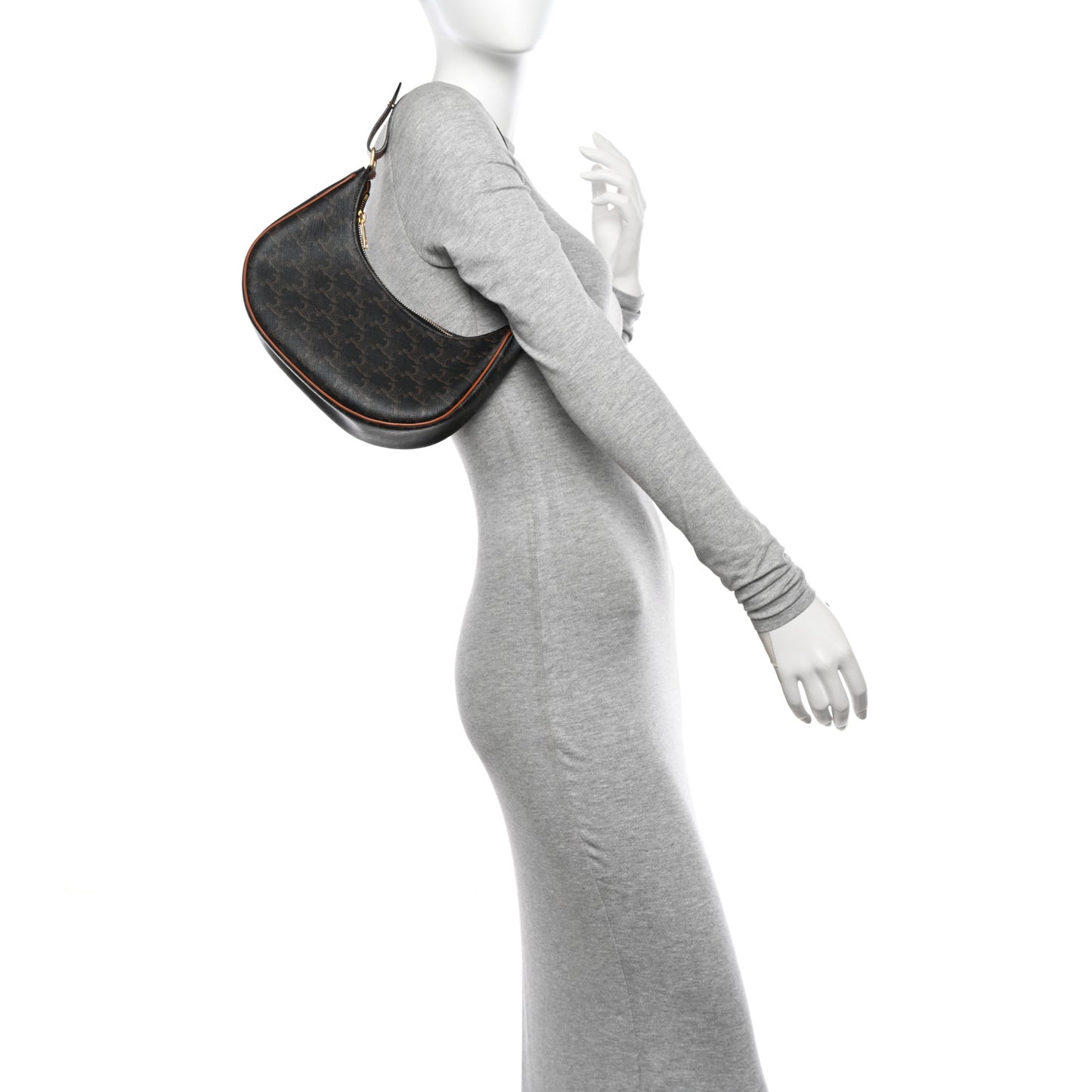 Triomphe Canvas Calfskin Ava Shoulder Bag Tan