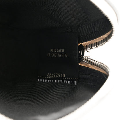 Fendi Shiny Glazed Fabric Vitello Cover FF 1974 Logo Small Camera Case Perla Ghiaia 8 of 13