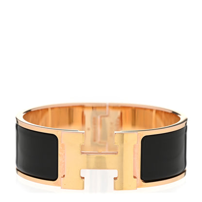 Hermes Enamel Wide Clic Clac H Bracelet GM Black 1 of 4