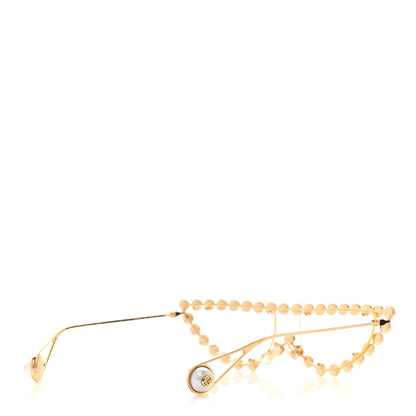 Gucci Metal Pearl Cat Eye Sunglasses GG0364S Gold 4 of 7