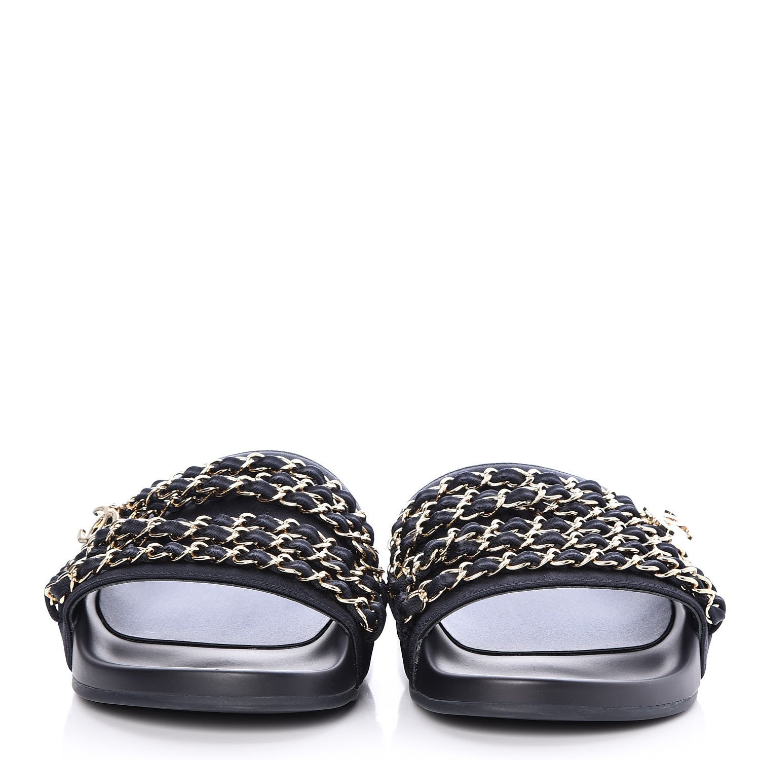 Chanel Nylon Chain Flat Sandals 37 Marine 2 of 9