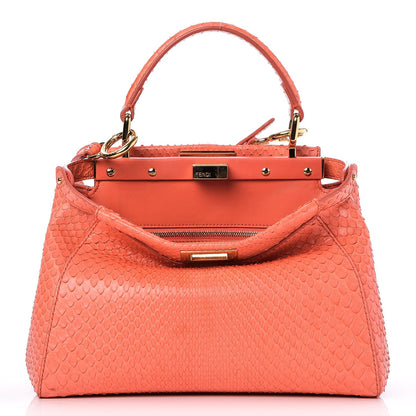 Fendi Python Mini Peekaboo Iconic Satchel Coral 1 of 8