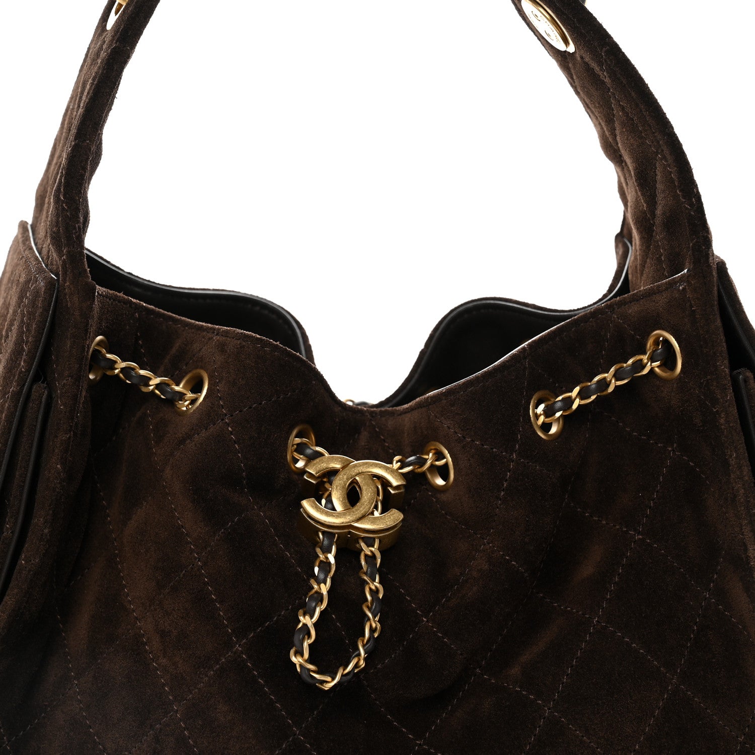 Chanel Suede Quilted Small Chanel 25 Handbag Dark Brown 7 of 9
