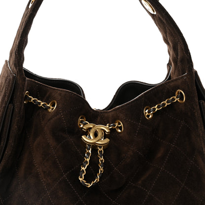 Chanel Suede Quilted Small Chanel 25 Handbag Dark Brown 7 of 9