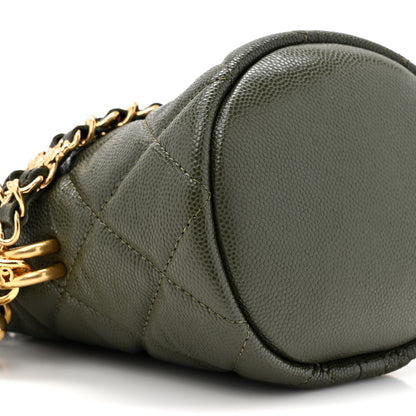 Chanel Caviar Quilted Coco First Bucket Clutch With Chain Khaki 10 of 11