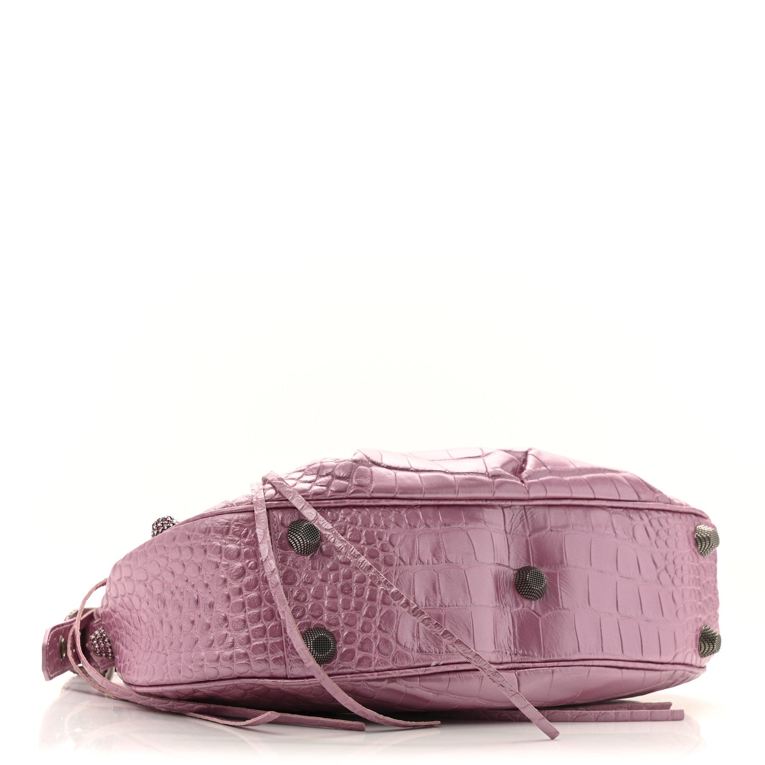 Balenciaga Metallic Extra Supple Calfskin Crystal Crocodile Embossed Small Le Cagole Shoulder Bag Pink 5 of 16