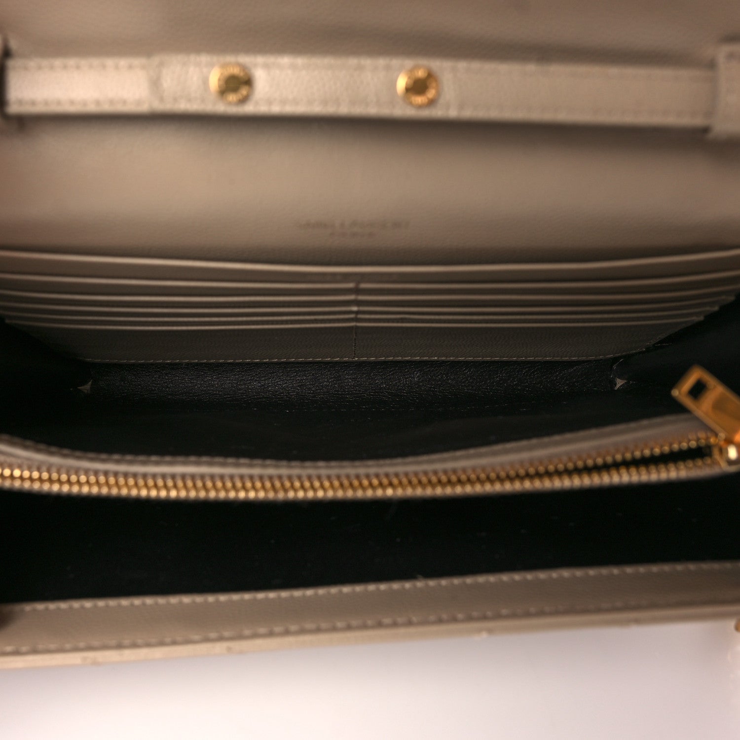 Saint Laurent Grain De Poudre Matelasse Chevron Monogram Envelope Chain Wallet Nude Powder 5 of 9