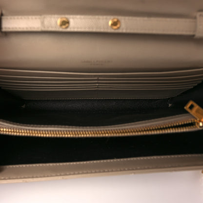 Saint Laurent Grain De Poudre Matelasse Chevron Monogram Envelope Chain Wallet Nude Powder 5 of 9