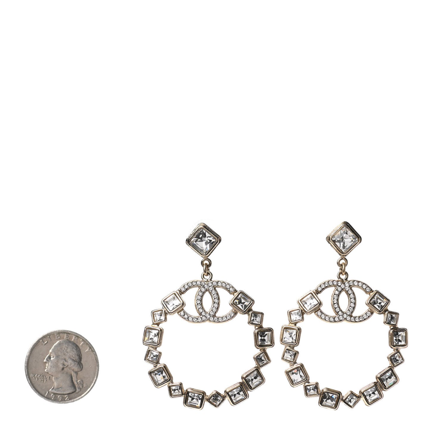 Pearl Crystal Nefertiti CC Drop Earrings Gold
