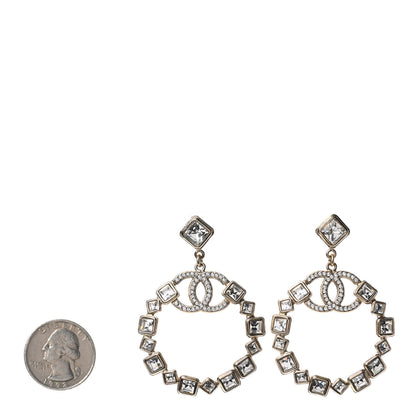 Chanel Pearl Crystal Nefertiti CC Drop Earrings Gold 2 of 4