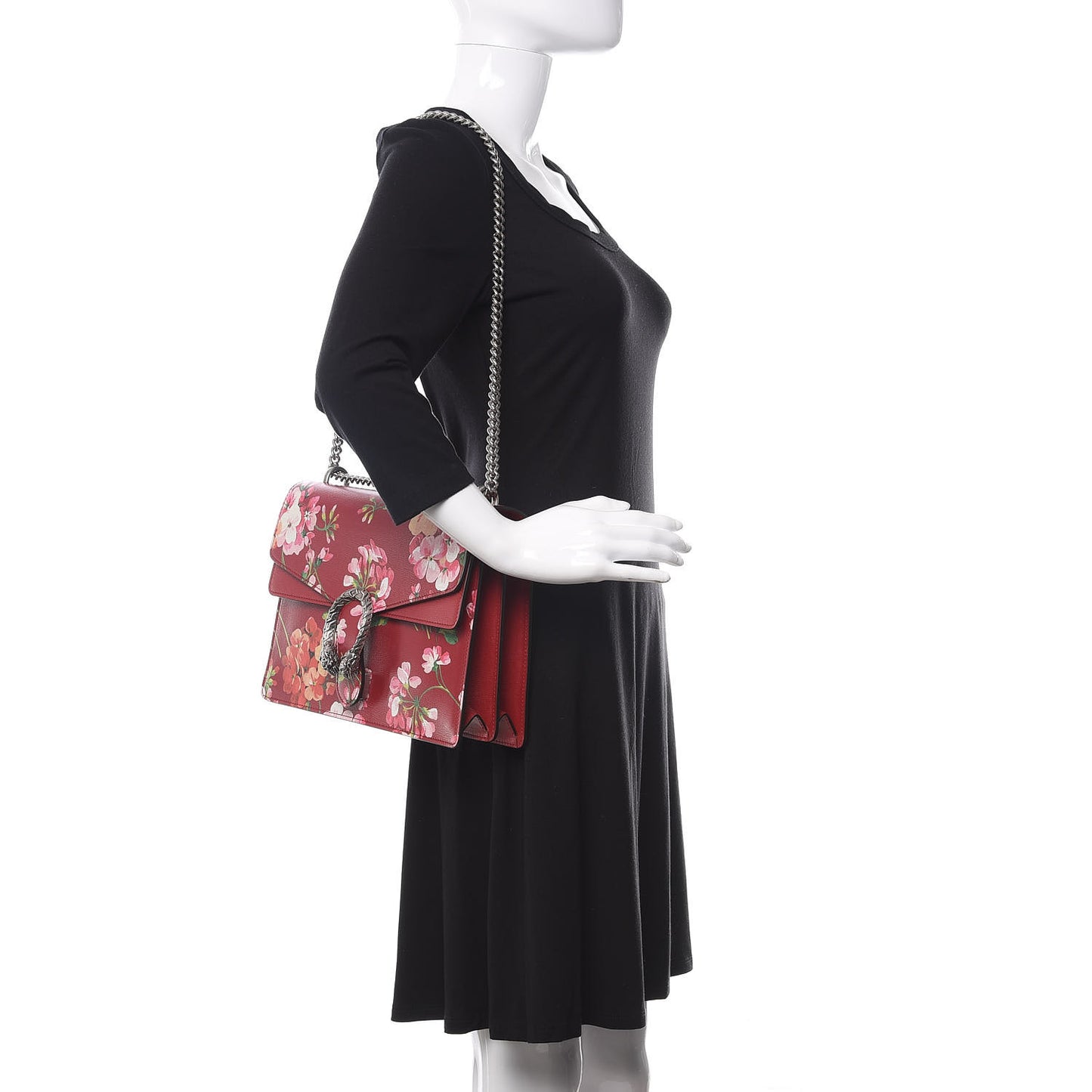 Calfskin Blooms Print Medium Dionysus Shoulder Bag Romantic Cherry Multicolor