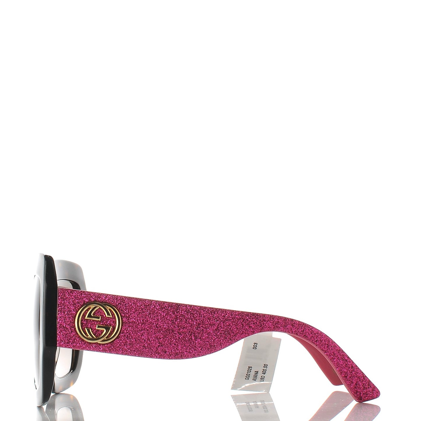 Square Frame GG0102S Sunglasses Glitter Pink Multi