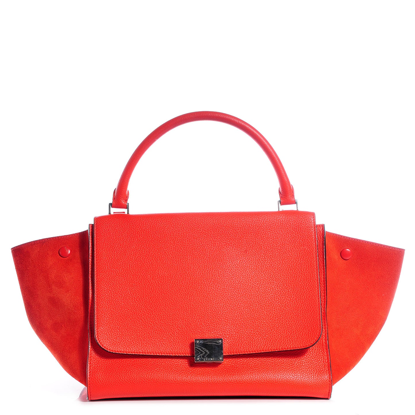 Drummed Leather Suede Medium Trapeze Vermillion