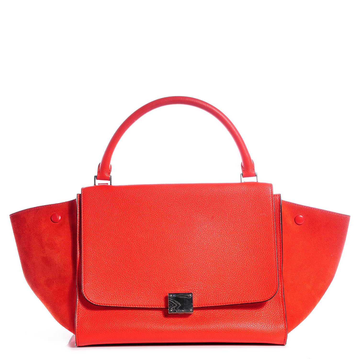 Celine Drummed Leather Suede Medium Trapeze Vermillion 1 of 10