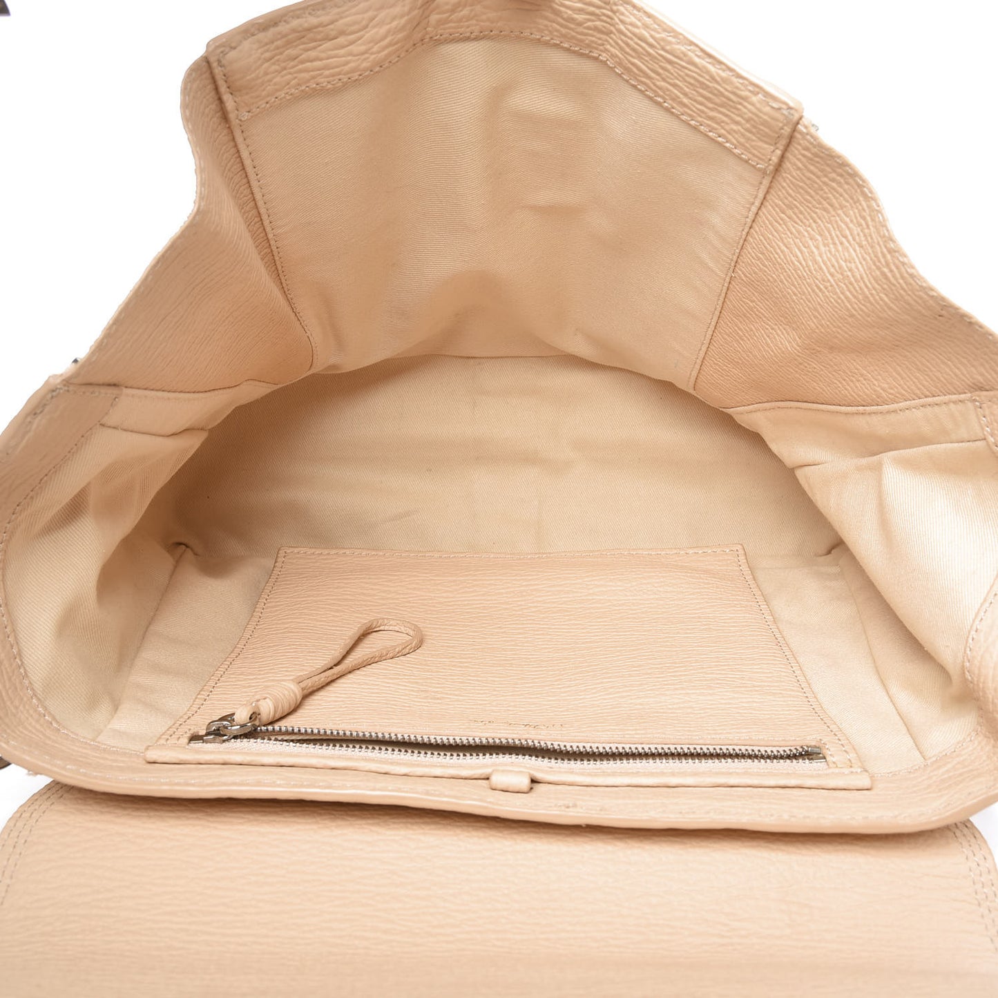 3.1 Textured Calfskin Medium Pashli Satchel White Peach