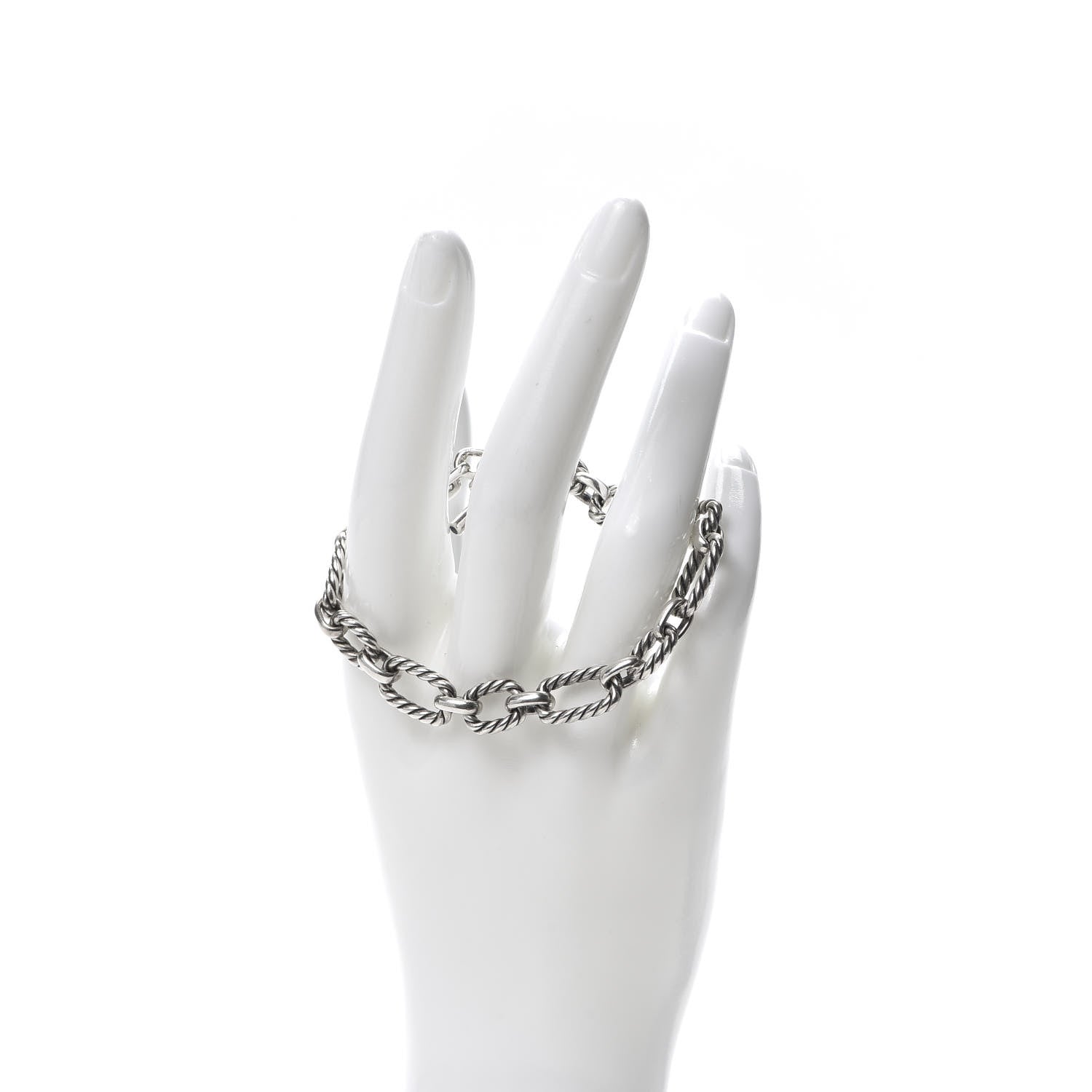 David Yurman Sterling Silver Blue Sapphire 9.5mm Cushion Link Bracelet 2 of 6