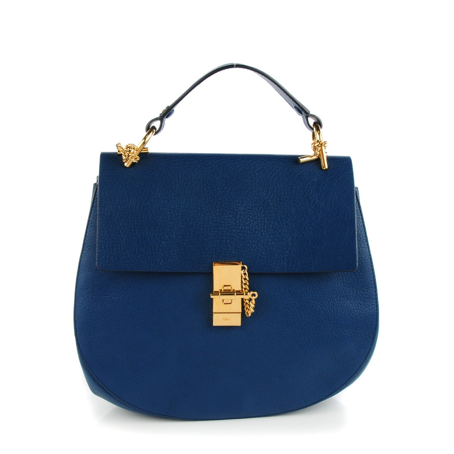 Chloe Grained Lambskin Large Drew Shoulder Bag Factory Blue 1 of 7