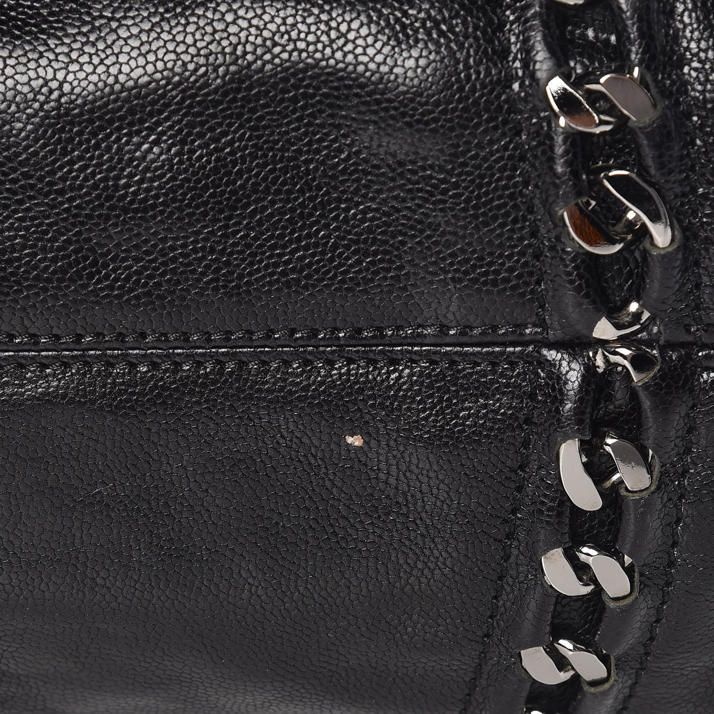Glazed Caviar Modern Chain Tote Black