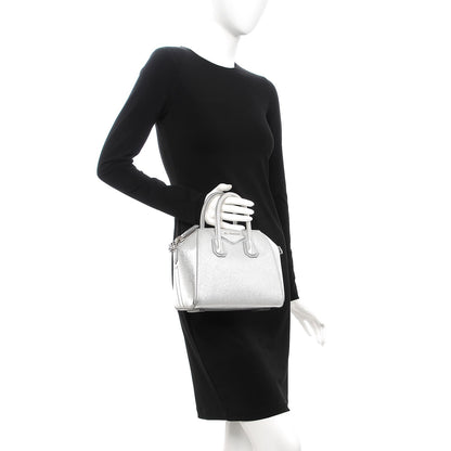 Givenchy Metallic Sugar Goatskin Mini Antigona Silver 3 of 8