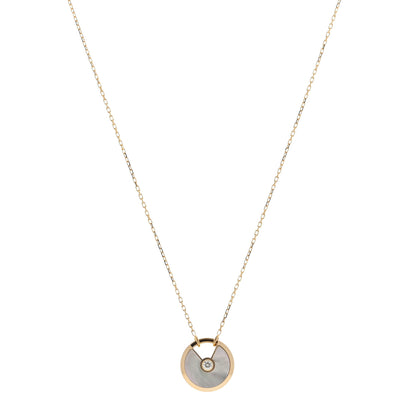 Cartier 18K Yellow Gold Diamond Mother of Pearl SM Amulette de Cartier Pendant Necklace 1 of 4