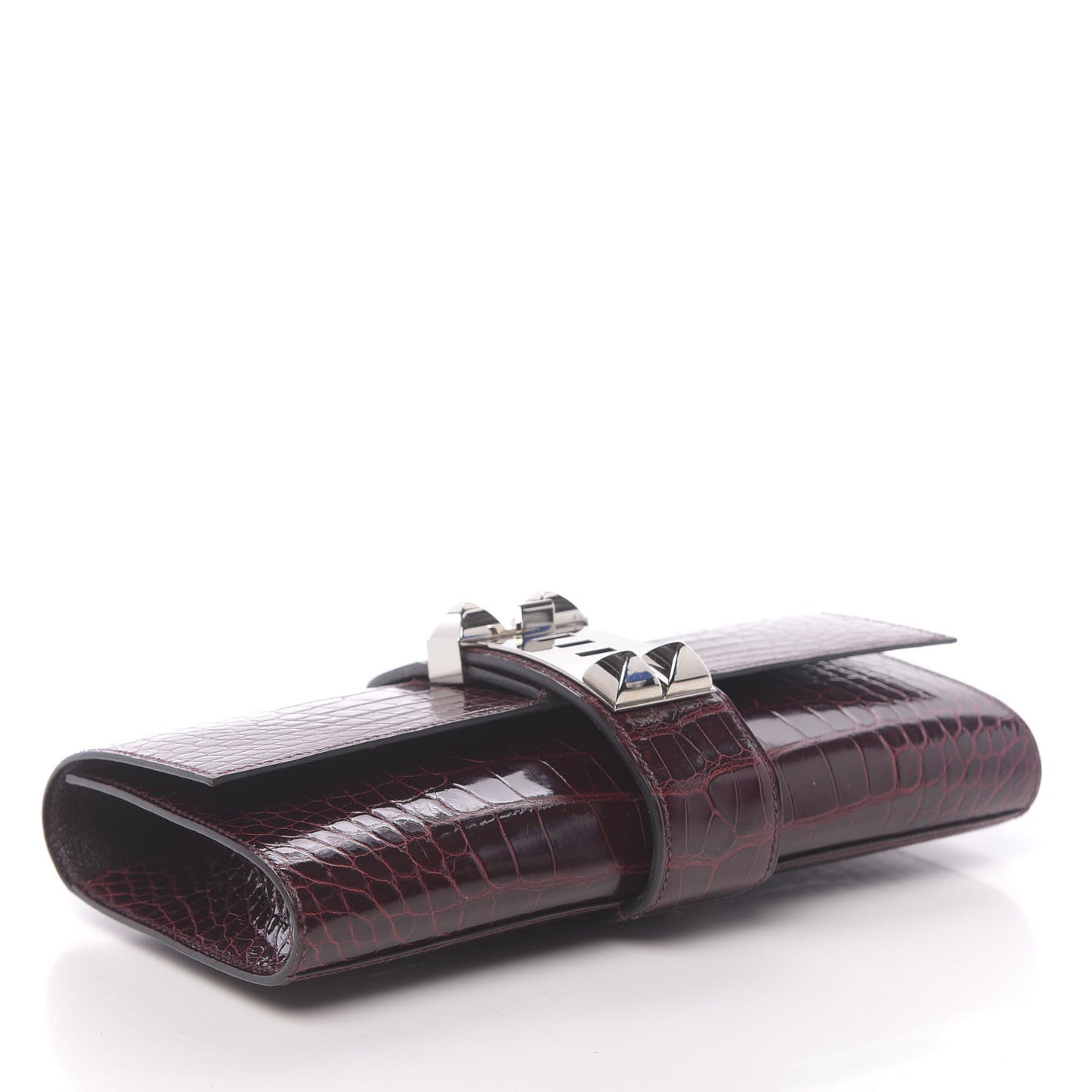 Shiny Alligator Medor Clutch 23 Bordeaux