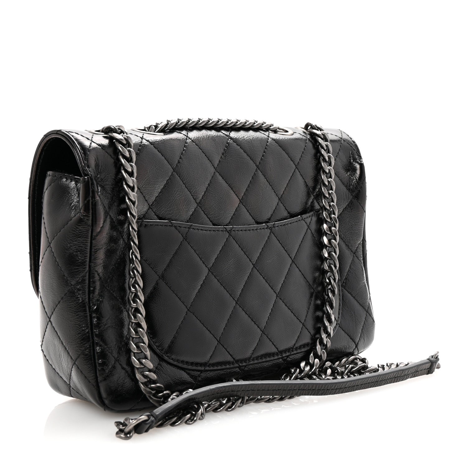 Chanel Shiny Goatskin Quilted Medium Flap Black 3 of 10