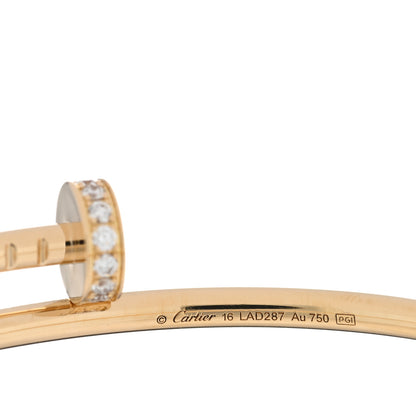 Cartier 18K Yellow Gold Diamond Small Juste Un Clou Bracelet 16 4 of 4