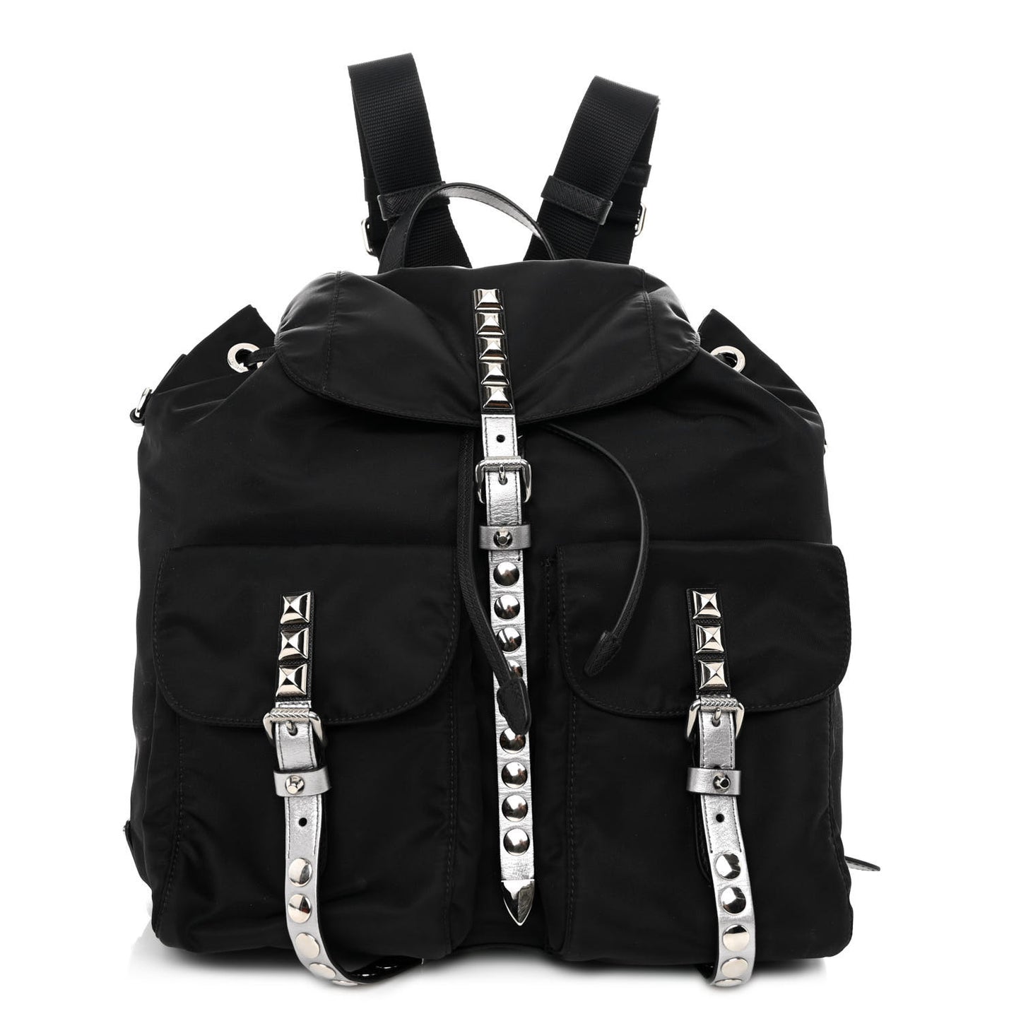 Nylon New Vela Studded Backpack Black Cromo