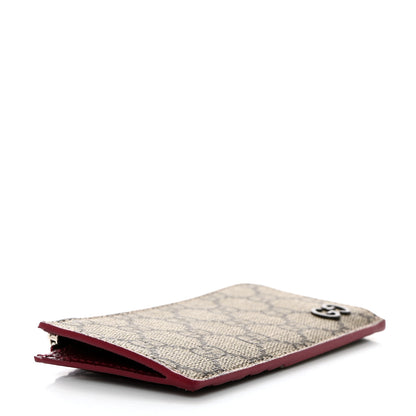 Gucci GG Supreme Monogram Zip Card Case Beige Burgundy 4 of 8