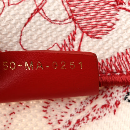 Christian Dior Canvas Embroidered Large Dioramour D-Royaume Book Tote Red Multicolor 7 of 10
