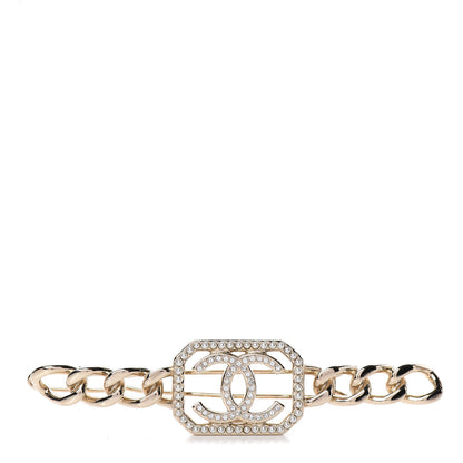 Chanel Crystal Chain CC Vendome Hair Clip Barrette Gold 1 of 4