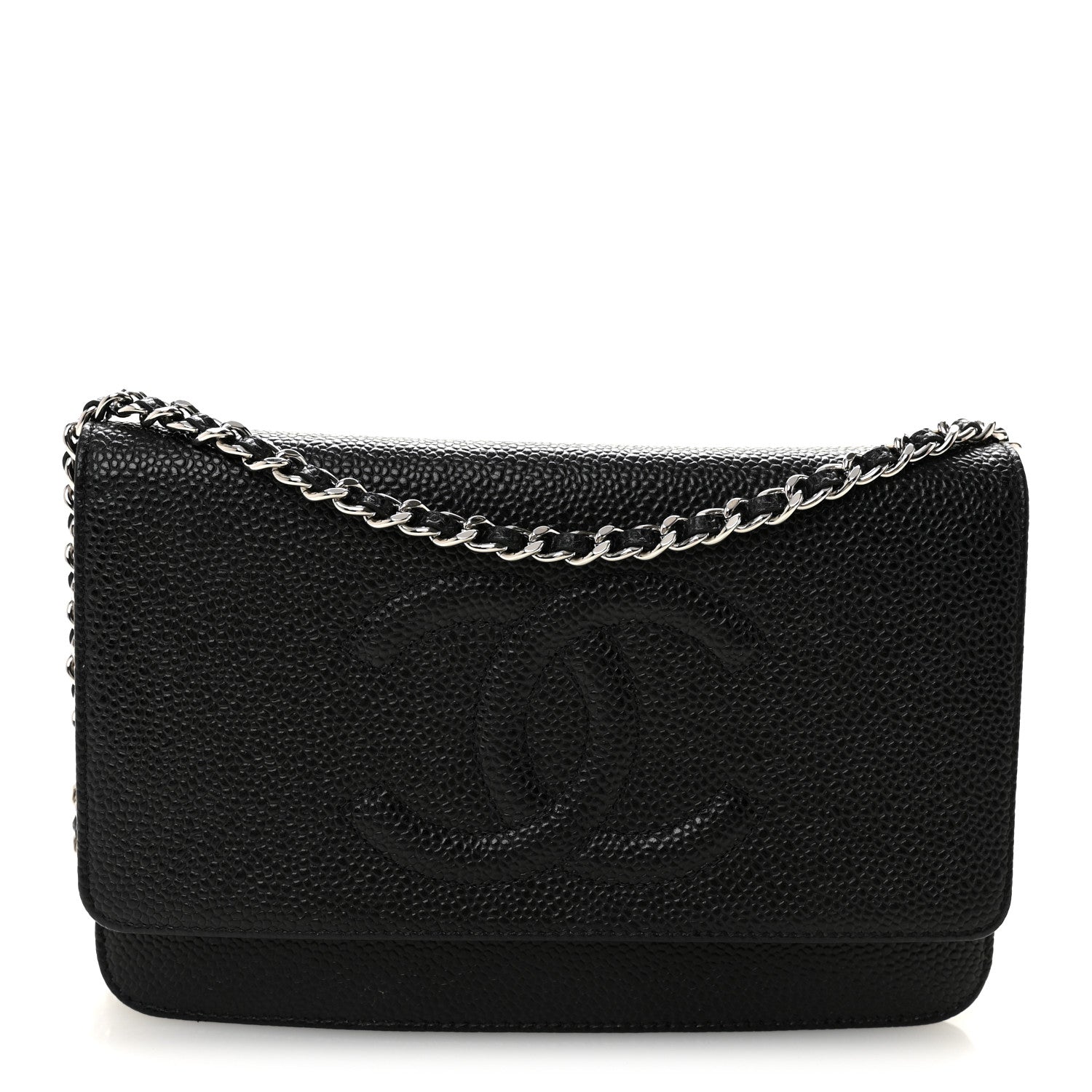 Chanel Caviar Timeless CC Wallet On Chain WOC Black 1 of 11