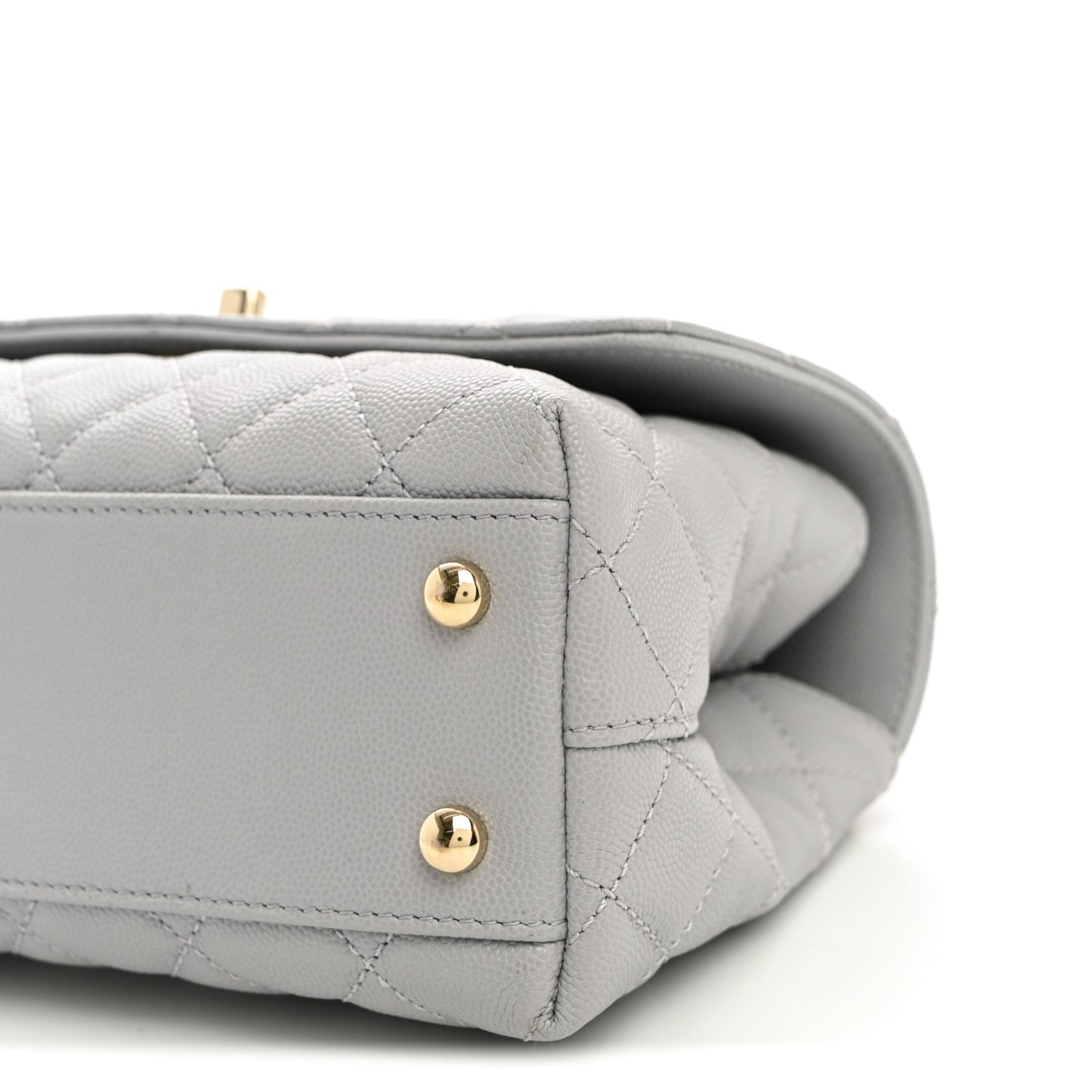Caviar Quilted Mini Coco Handle Flap Light Grey