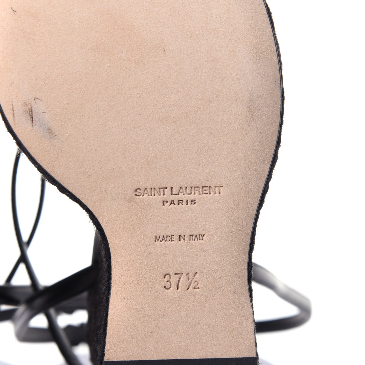 Saint Laurent Calfskin Cassandra Espadrille 105 Wedges 37.5 Black 7 of 9