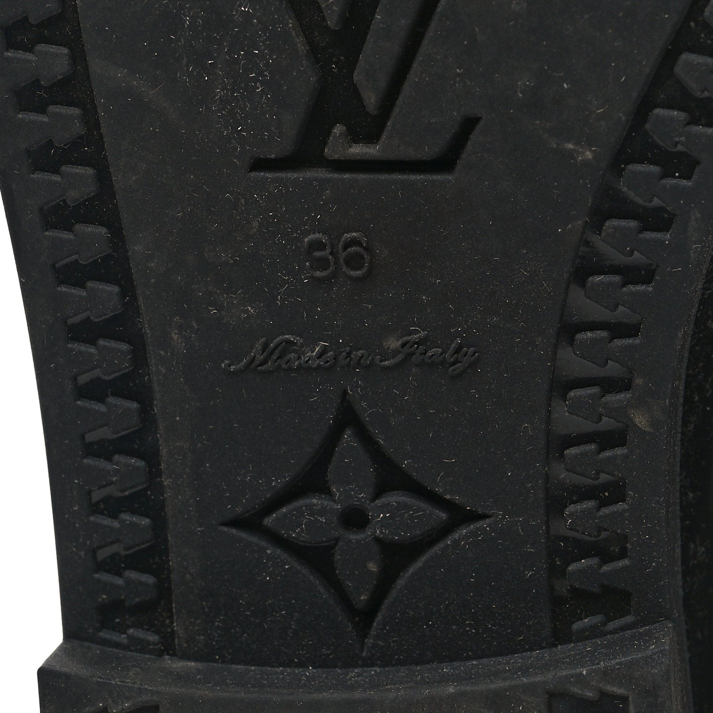 Rubber Embossed Monogram Drops High Rain Boots 36 Black
