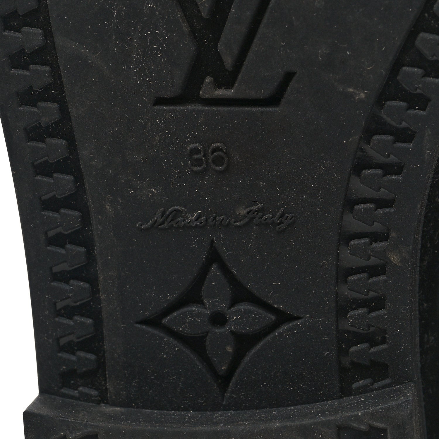 Louis Vuitton Rubber Embossed Monogram Drops High Rain Boots 36 Black 6 of 7