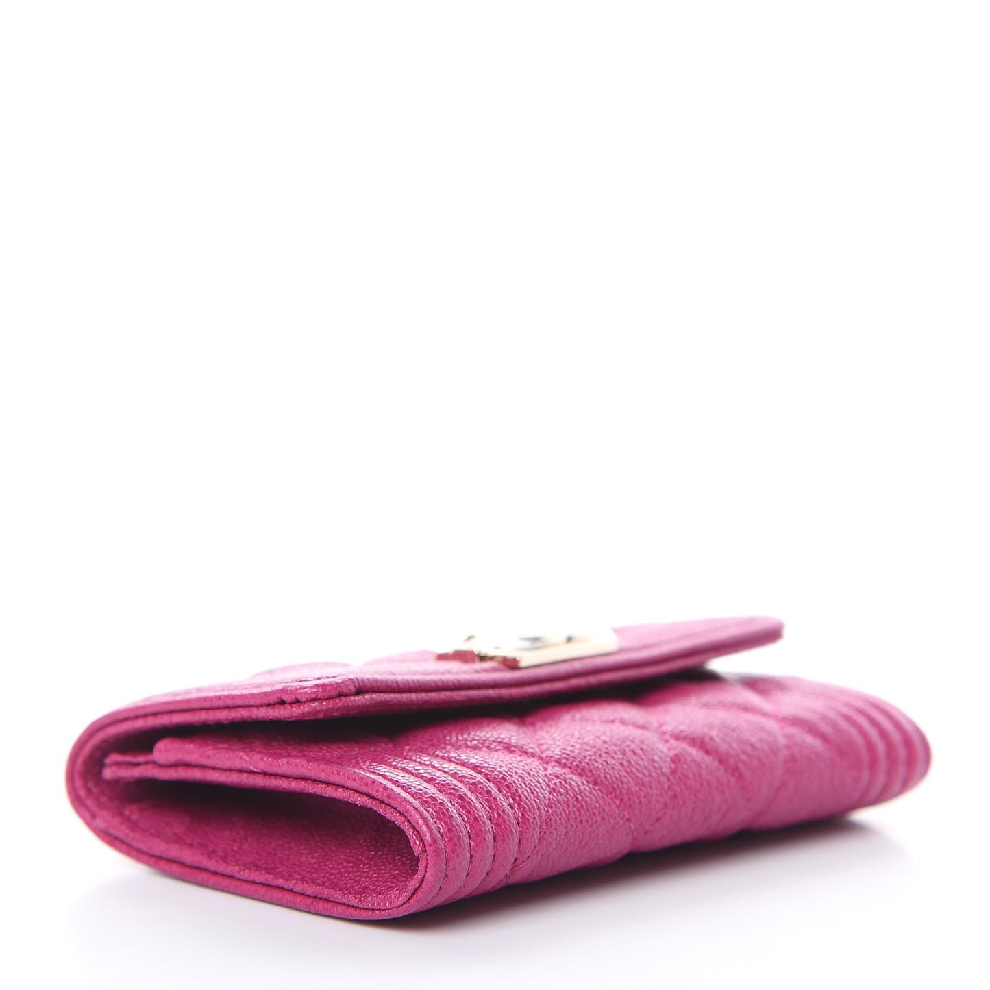 Caviar Quilted Boy Card Holder Wallet Fuchsia