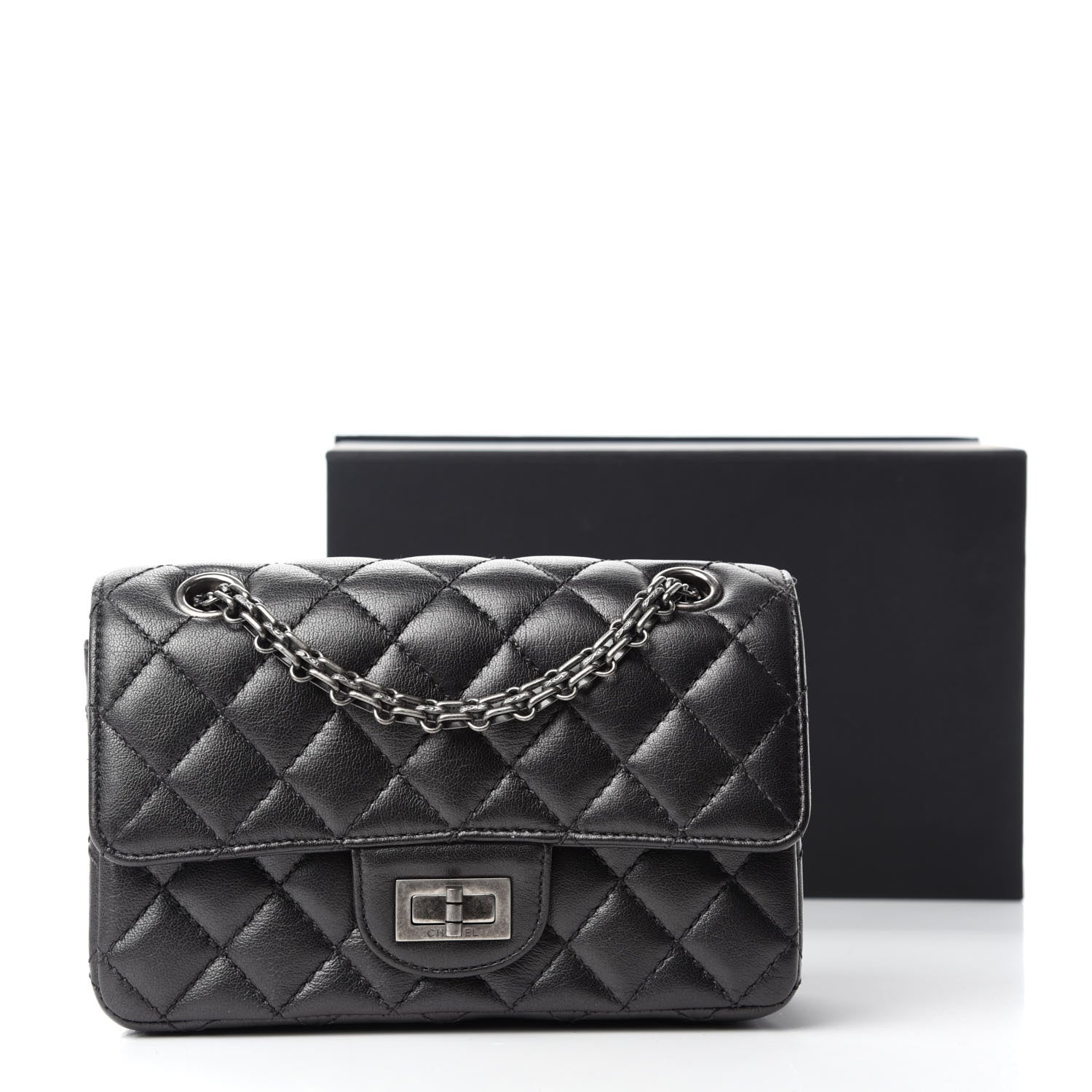 Chanel Goatskin Quilted 2.55 Reissue Mini Flap Dark Silver 11 of 11