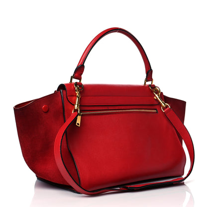 Celine Drummed Calfskin Suede Medium Trapeze Coquelicot 3 of 19