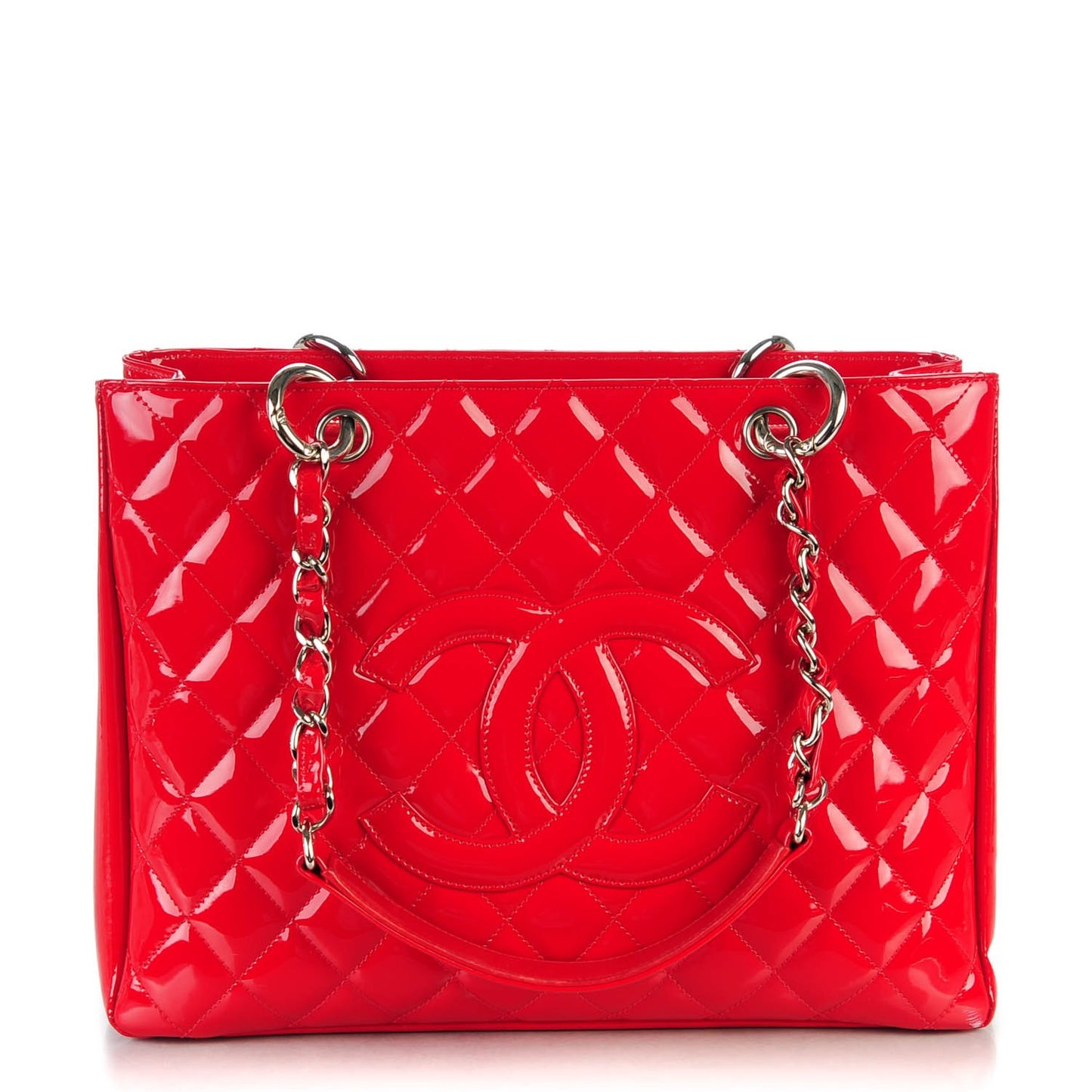 Patent Quilted Grand Shopping Tote GST Red