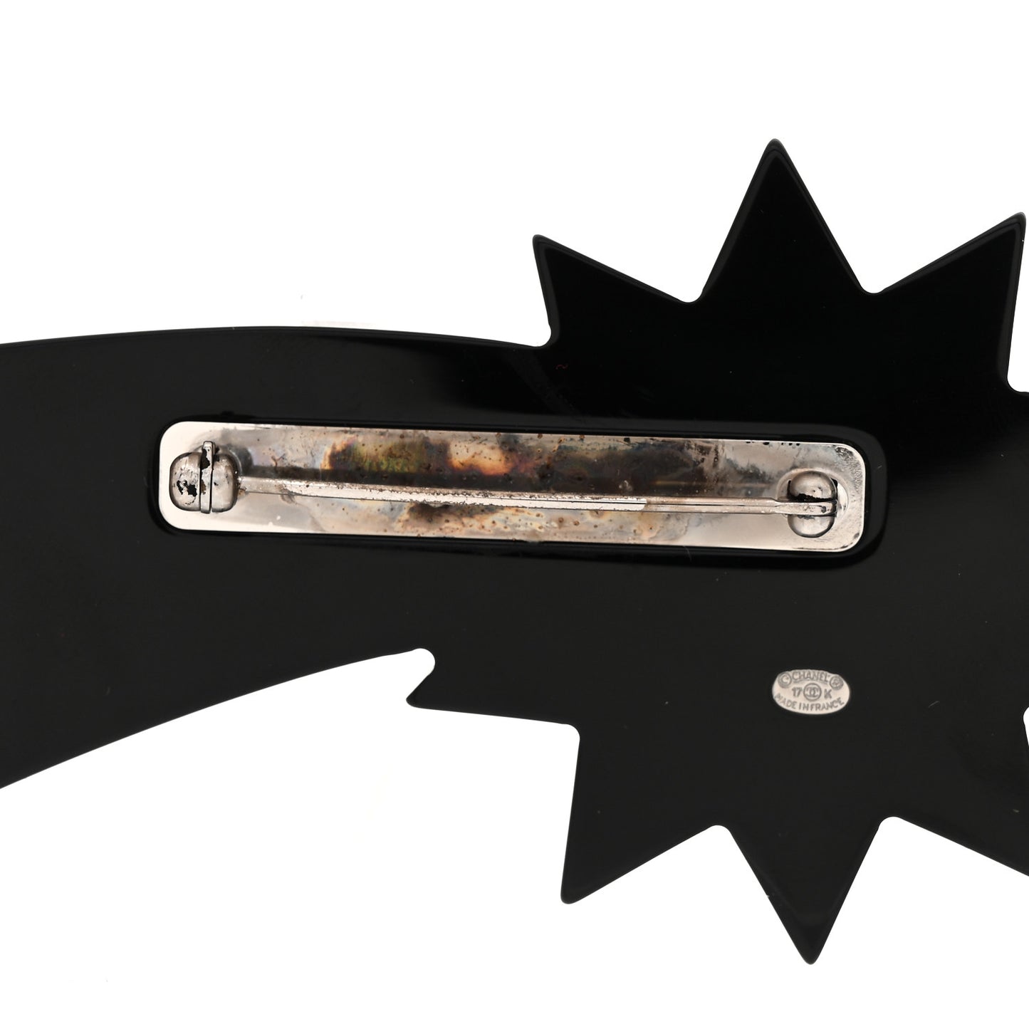 Glittered Resin Strass Shooting Star Brooch Black Purple Green