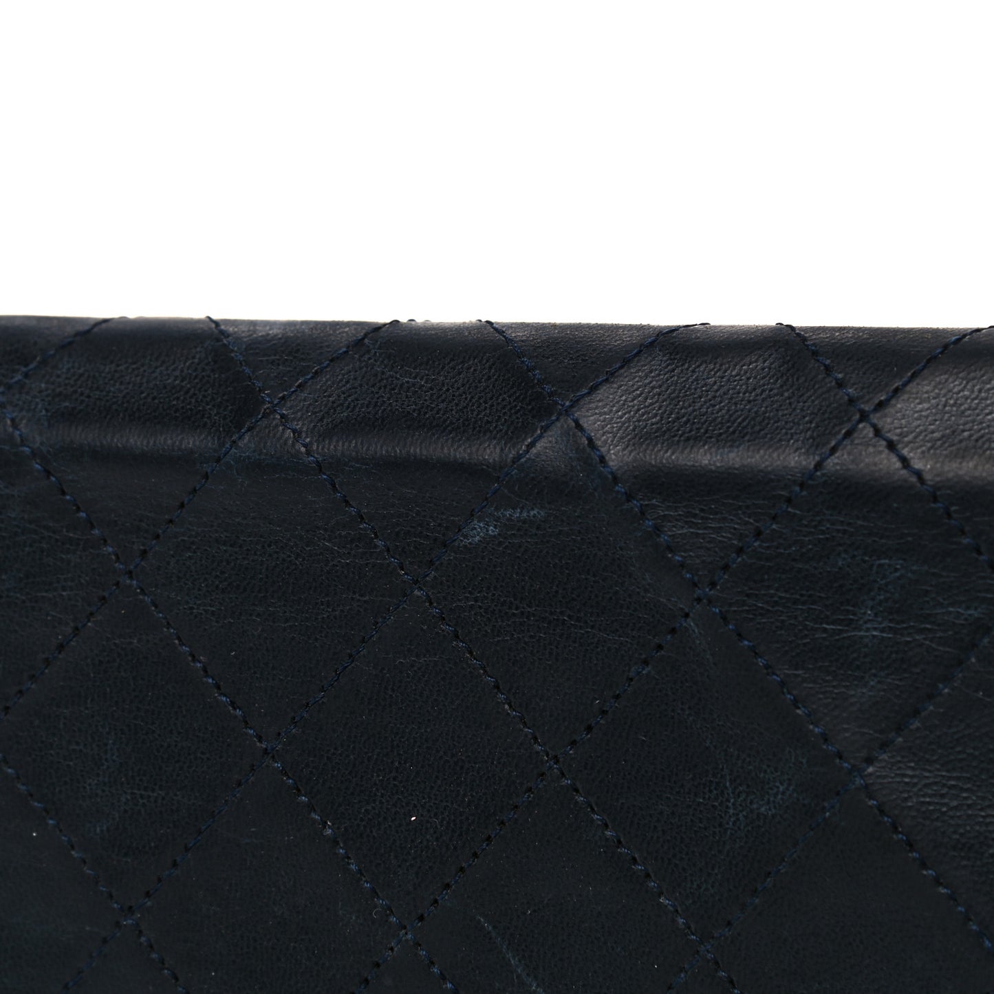 Lambskin Quilted Medium Single Flap Navy