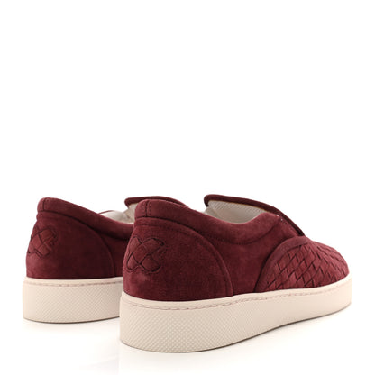 Bottega Veneta Nappa Intrecciato Suede Mens Dodger Slip On Sneakers 42 Burgundy 4 of 9